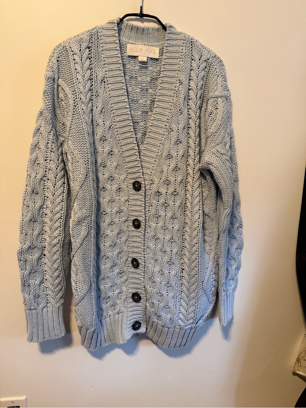 Ellie Mae Light Blue Cable Knit Cardigan
